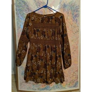 Floral Brown Dress AS U WISH dress Size Small